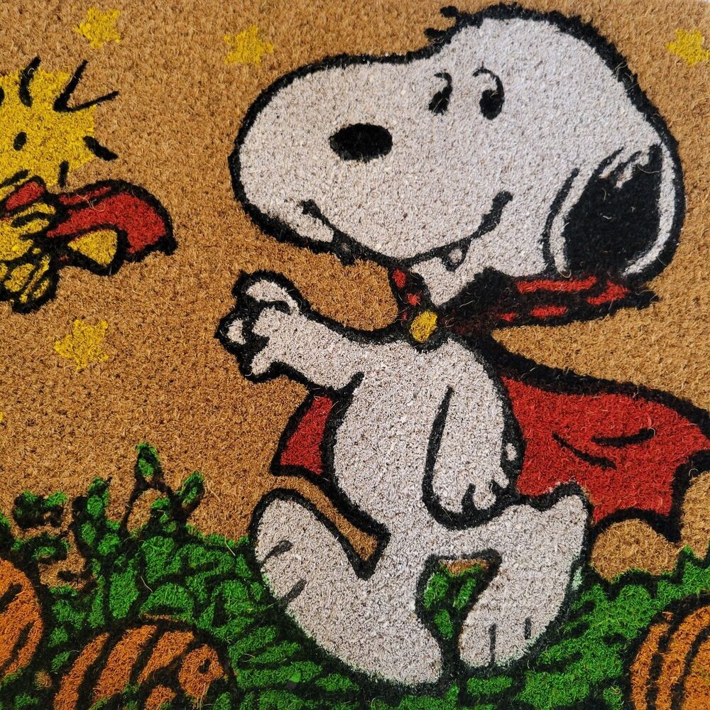 Peanuts Snoopy Woodstock Halloween Boo Coir Door Mat 18”x30” Doormat Vampire - Picture 8 of 11